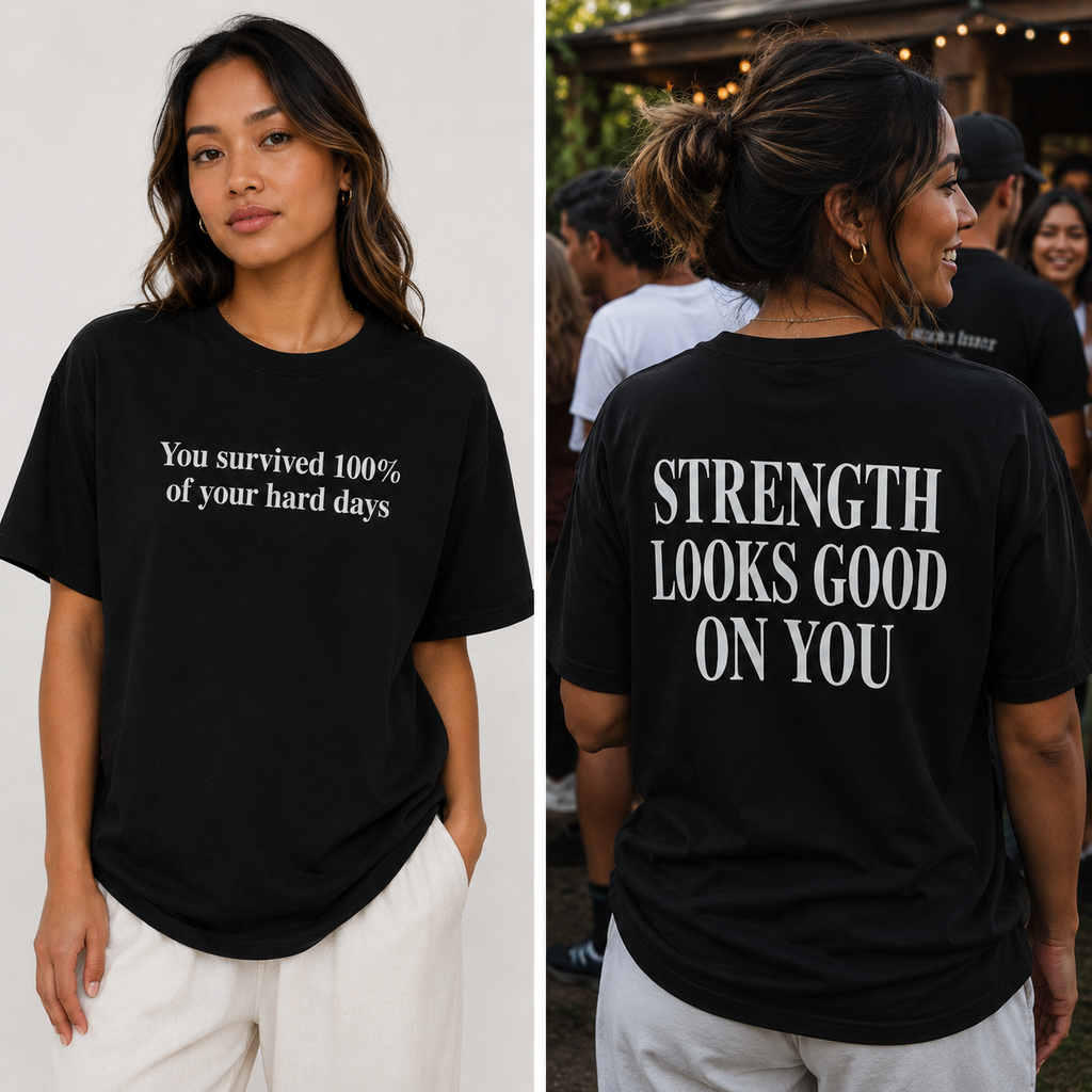 You Survived 100% Of Your Hard Days Inspirational Tee | Faithful and Fearless Apparel